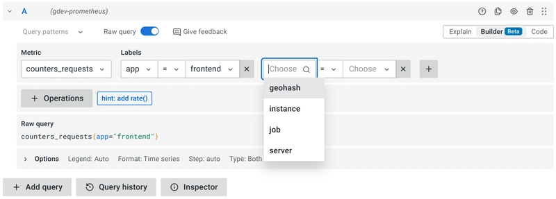 Grafana Prometheus 查询生成器