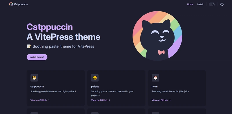 Vitepress 的 Catppucin 深色主题演示