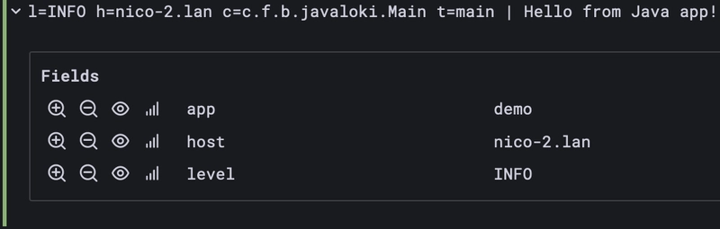 Grafana 显示了使用 Logabck appender 的结果