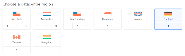 为您的 Droplet 选择一个数据中心区域