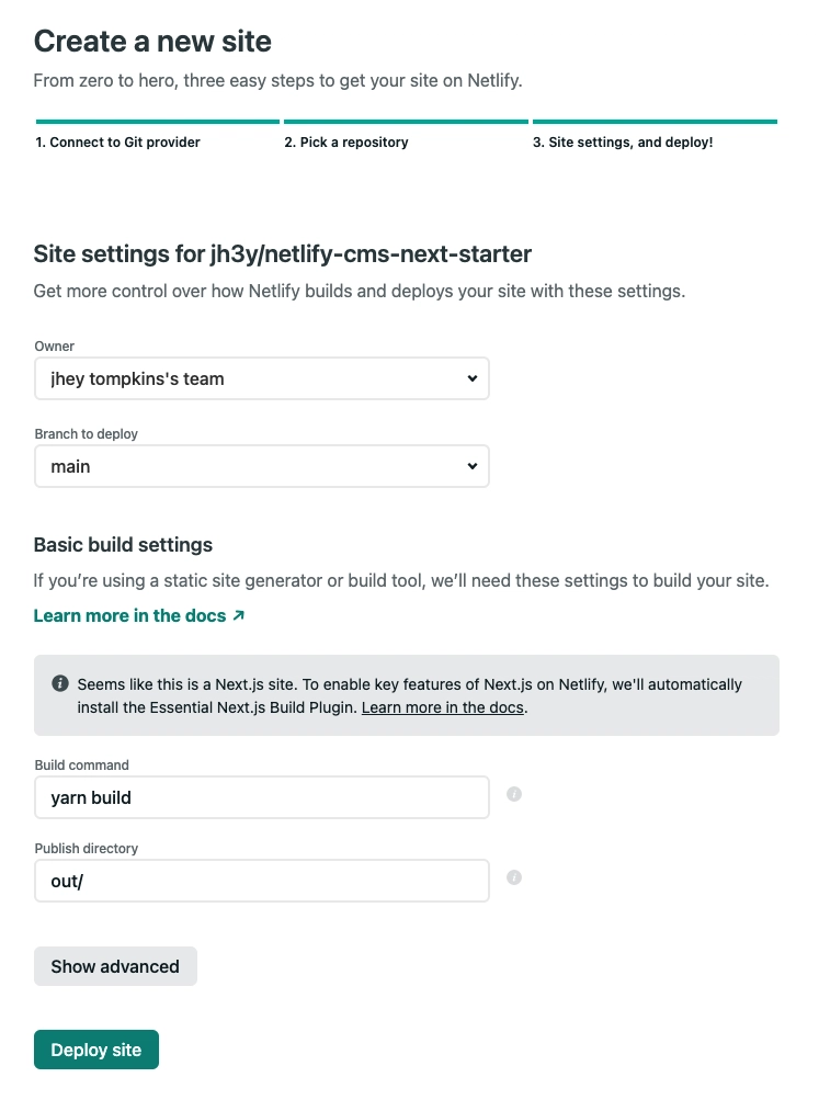 在 Netlify 上建立新网站