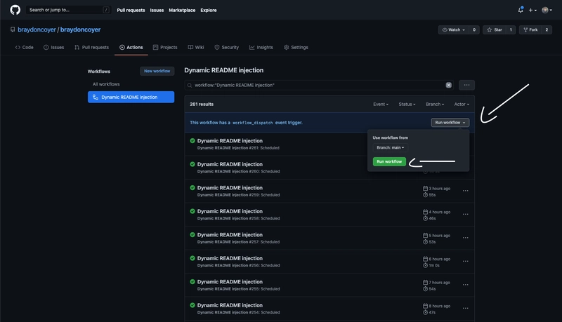 手动运行工作流程