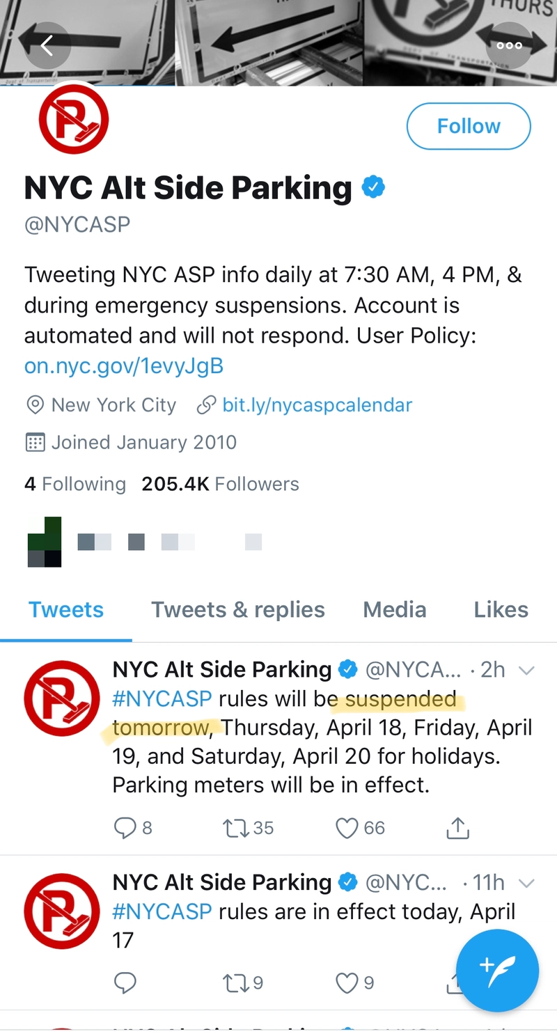 NYCASP 推特账号截图