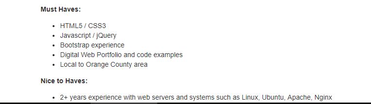 jquery 和 javascript 职位要求