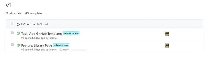 包含两个问题的 v1 里程碑
