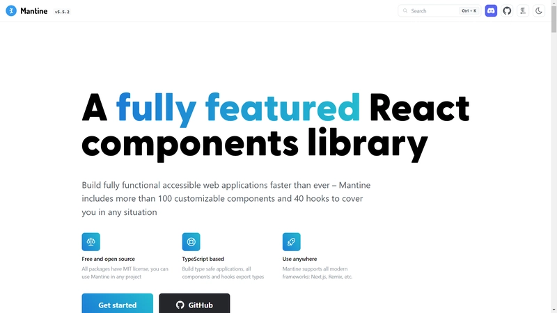 React Mantine 主页