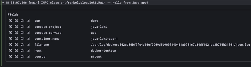 Grafana 显示了使用 Docker 日志记录的结​​果