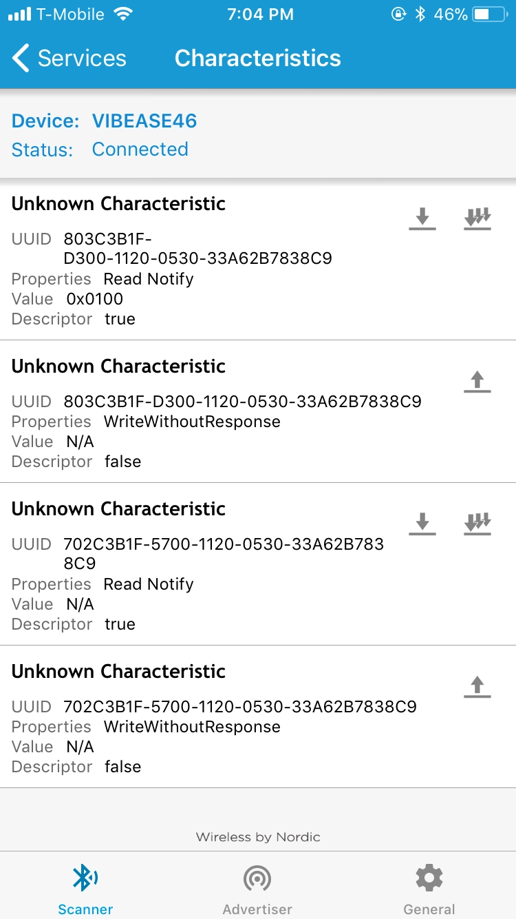 Vibease 电机服务的屏幕截图。
