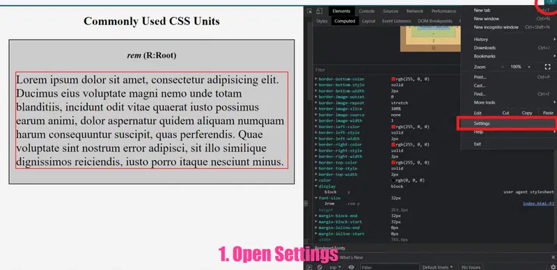演示如何更改浏览器字体大小的 GIF 动画