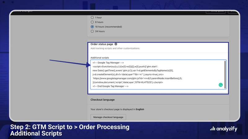 将 GTM 脚本添加到 Shopify 感谢页面