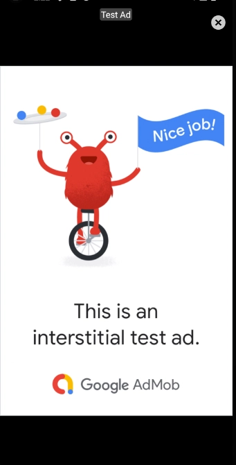 Google AdMob 测试插页广告