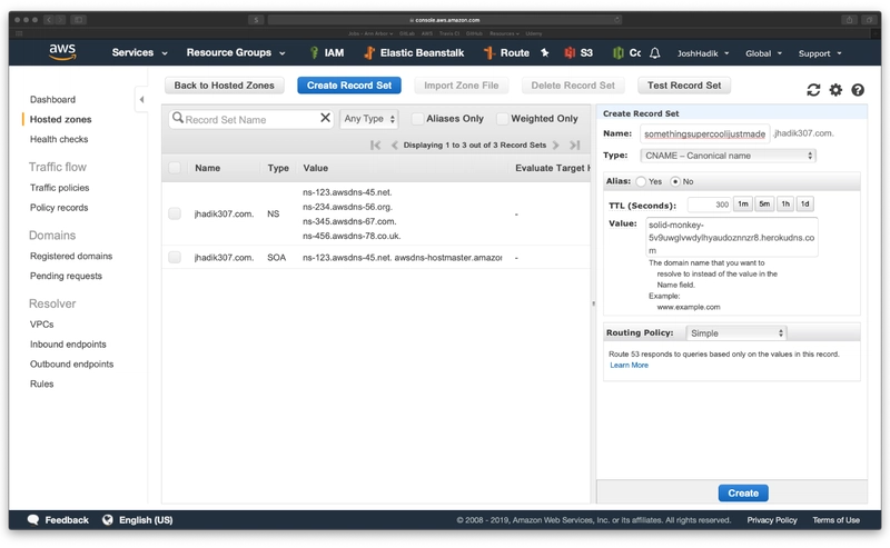 在 AWS 上添加托管区域