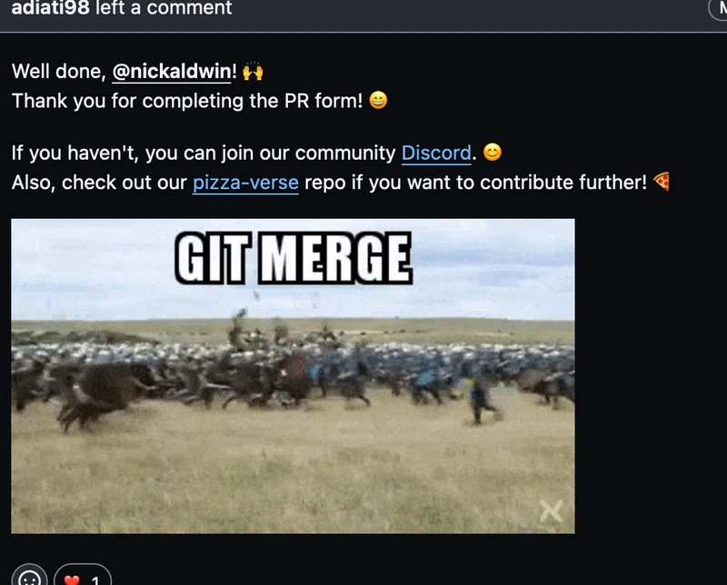 Ayu 对已批准的拉取请求的评论截图