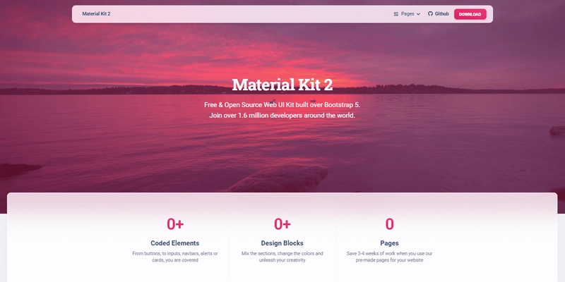 Flask模板Bootstrap - Material Kit 2。