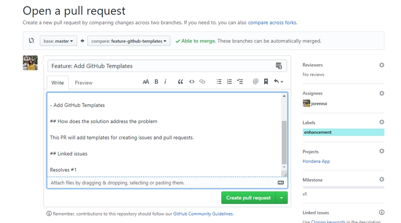 打开拉取请求的示例