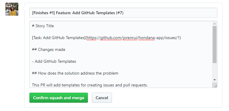 GitHub 的压缩和合并表单