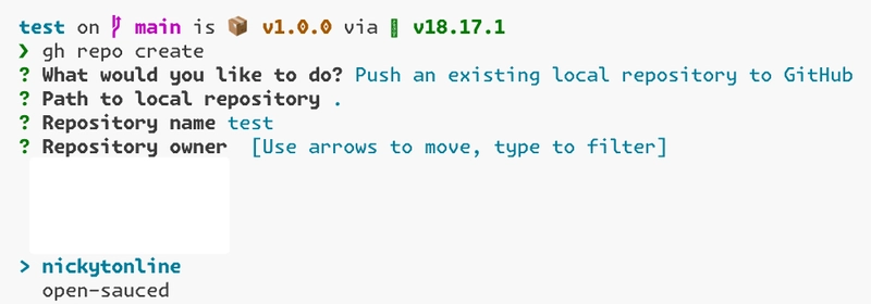 GitHub CLI 提示输入仓库所有者信息