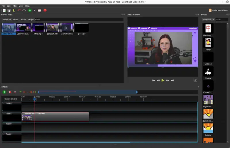 在 OpenShot 中使用转场