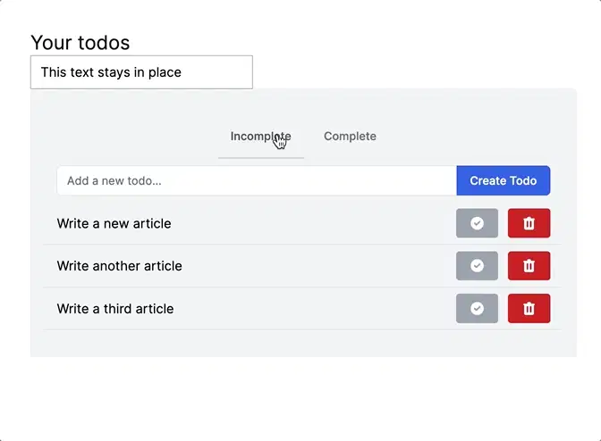 一段屏幕录像，记录了用户在使用网页应用程序时，在输入框中输入文本，然后在待办事项列表中进行导航，而输入的文本则保持不变。