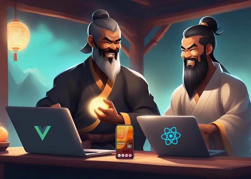 用于移动应用程序开发的 React 或 Vue 图片