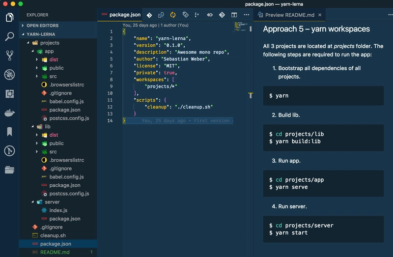 设置 yarn 工作区