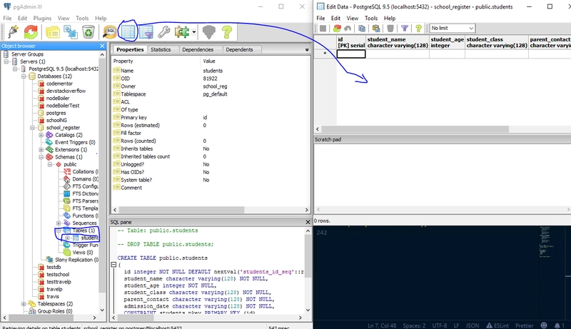 查看新创建的表