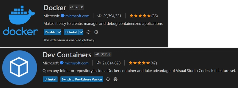 VS Code 需要 Docker 扩展。
