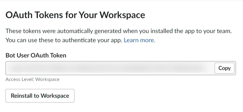 Slack 应用的令牌