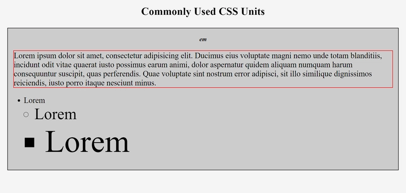 使用 em 定义时嵌套 li 元素的字体大小