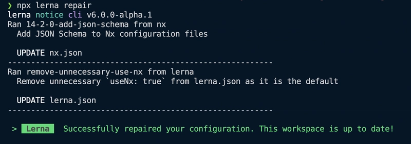 lerna 修复控制台日志输出的屏幕截图