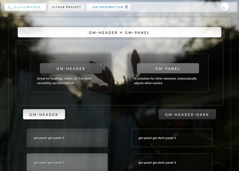这是 Glass Maker 网站的截图，Glass Maker 是我创建的一个框架，用于向任何网站添加玻璃效果。