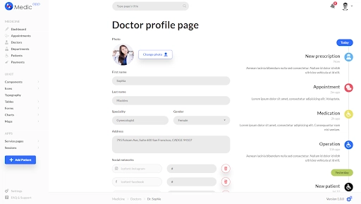 医疗应用个人资料页面