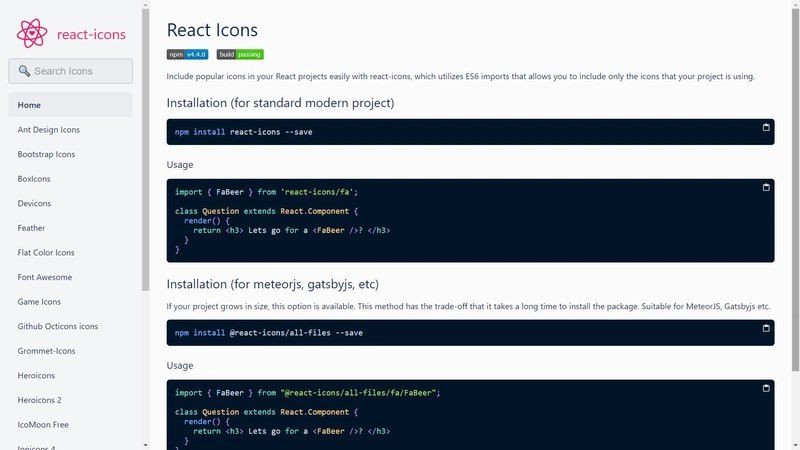 react-icons 主页
