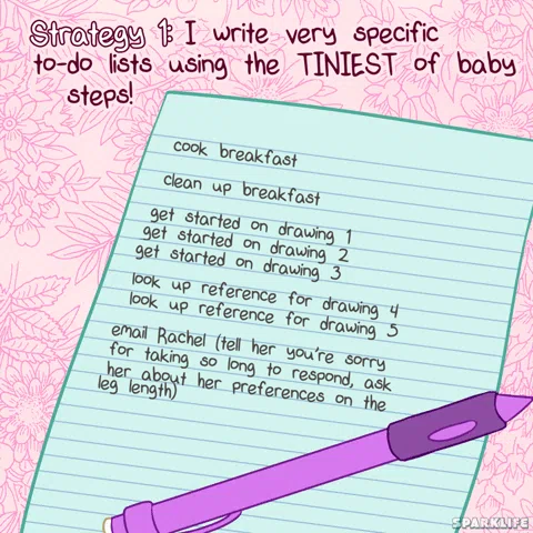 待办事项清单，包含许多小步骤：做早餐、收拾早餐、画图 1、画图 2 等等。