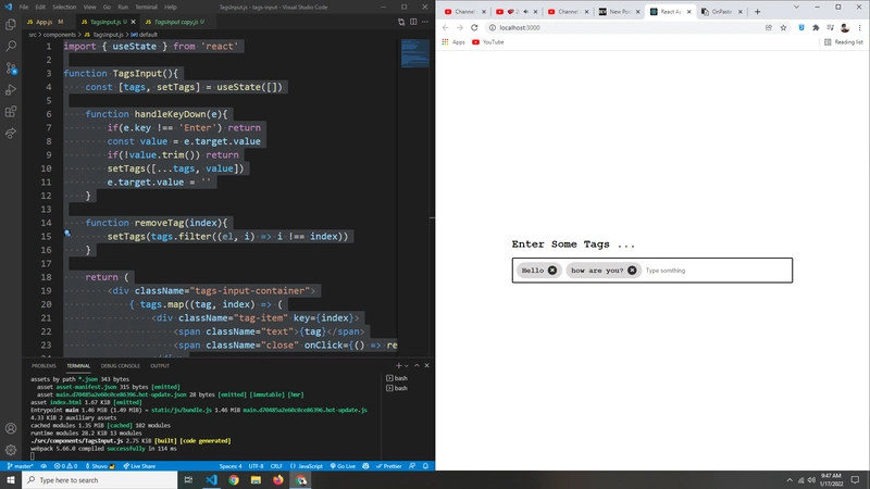 React JS 添加标签 输入完成演示