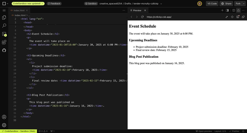 HTML 时间标签示例