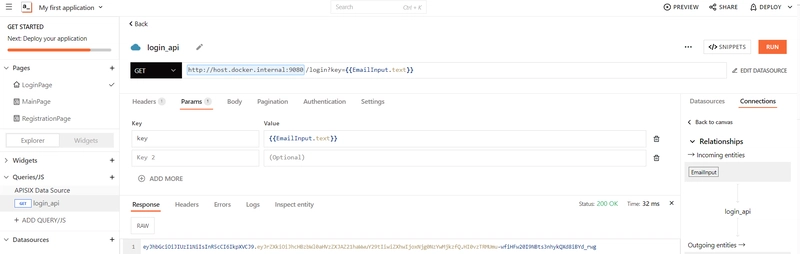 调用登录端点的 REST 请求