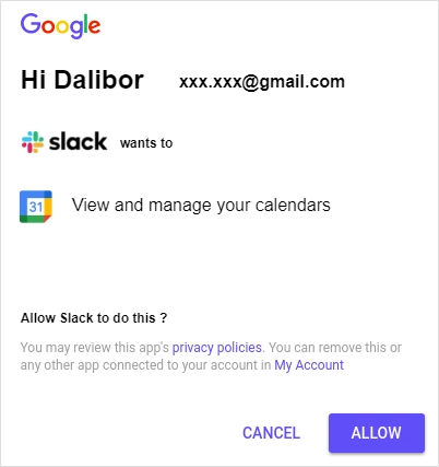 Oauth Slack 授权提示示例