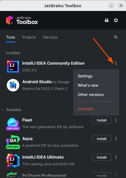 应用程序选项菜单