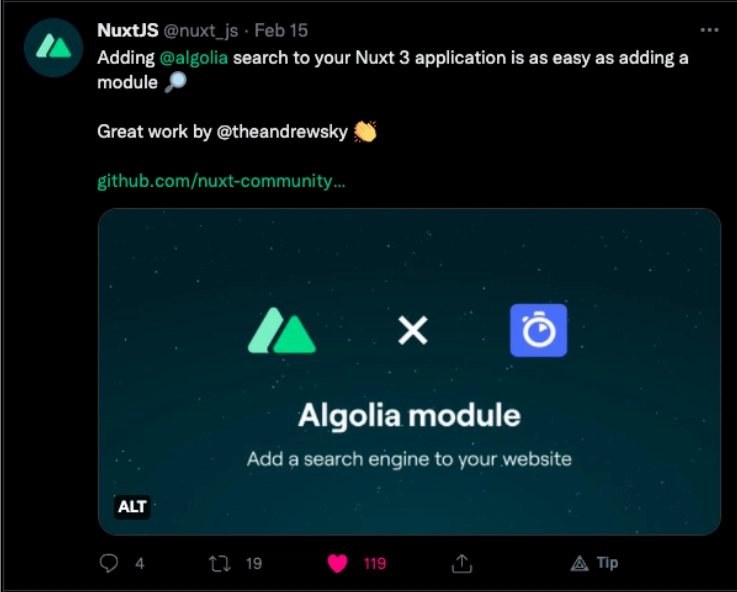 Nuxt 的 Algolia 模块