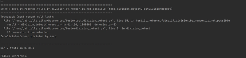 除零错误：测试失败