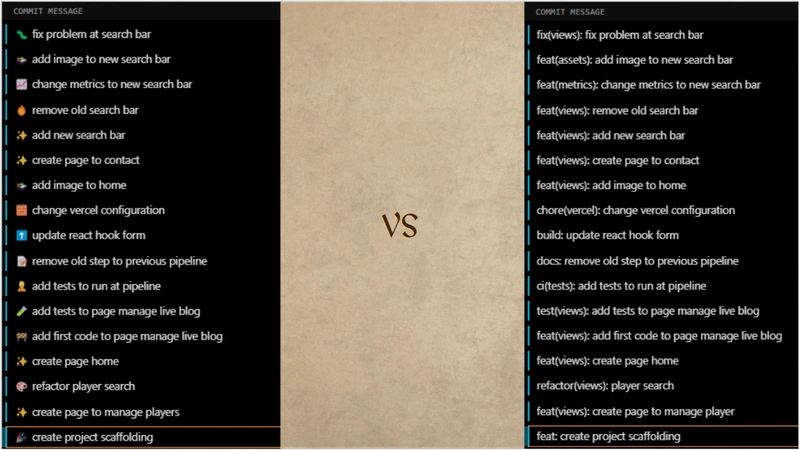传统提交与 Git 表情符号的区别