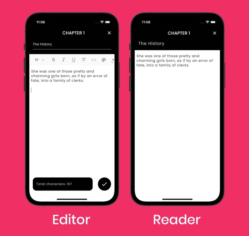 Slibro 编辑器和阅读器屏幕