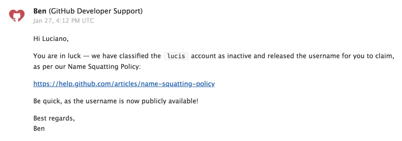 Github 支持对我的请求做出了积极的回应