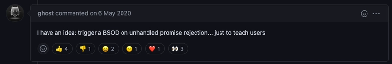 GitHub 评论:触发 BSOD 来教育用户