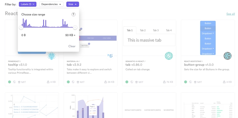 bit.dev — 通过包大小、依赖项、标签和快照预览搜索并选择组件