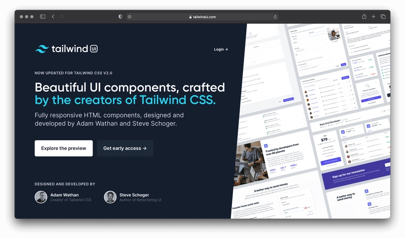 Tailwind UI 网站的屏幕截图