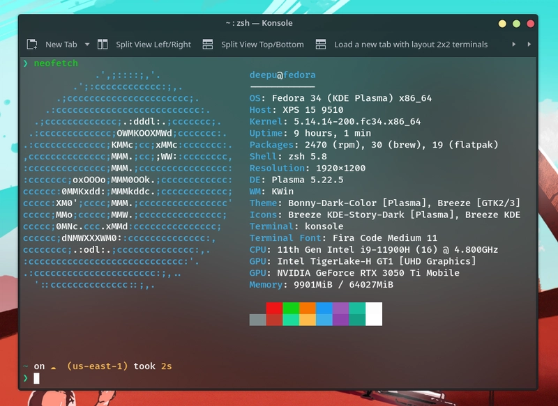 Konsole 运行 neofetch