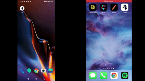 Android 手机和 iPhone 上并排演示交互式通知