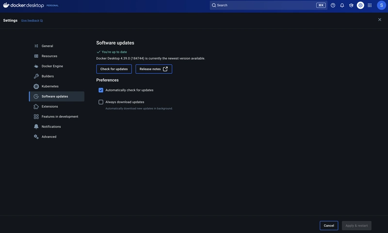 Docker Desktop 屏幕截图
